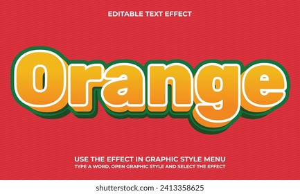 Vector 3D Bold Orange Fruit Text Effect