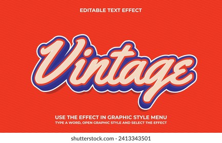 Efecto de texto vintage negrita vectorial 3D