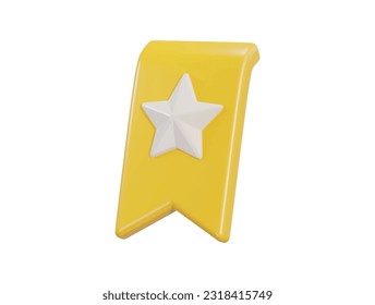 marcador vectorial 3d o insignia de juego, insignia amarilla con estrella blanca en ilustración vectorial 3d representada