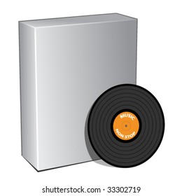 vector 3d box with vinyl record