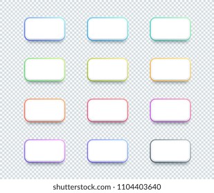 Vector 3d Box White Text Box Banner Elements Set of 12