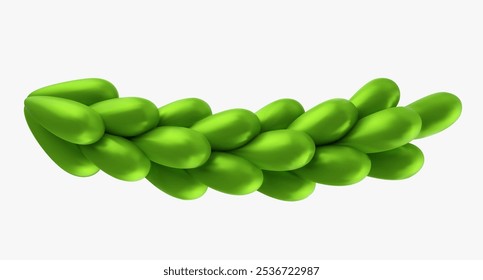 Vetor 3d ramo de árvore conífera ou arbusto verde isolado no fundo branco. Elemento de decoração realista dos desenhos animados para férias em estilo infantil brilhante moderno.