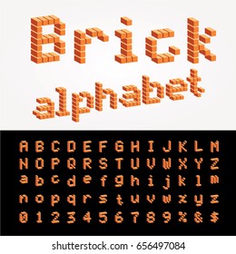 vector 3d brick alphabet, easy to change color