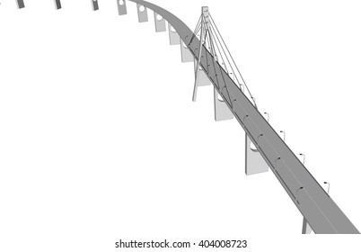 Vector 3D bridge City buildings view 