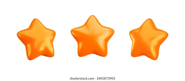 Vector 3d bronze star icons set on white background. Cute realistic cartoon 3d render, glossy metallic star front and side projection, for customer rating concept, decor, web, game design, app, advert