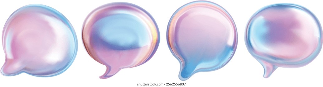 vector 3d bubble speech y2k  pastel hologram