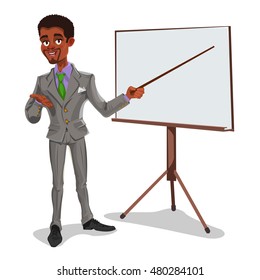 Vector 3d businessman in a presentation