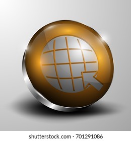 The vector 3d button with earth and arrow symbols