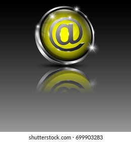 The vector 3d button with mail symbol