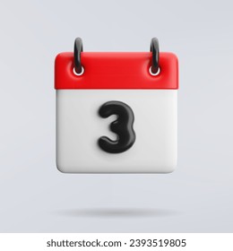 Vector 3d calendar icon on a light background.