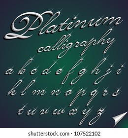 Vector 3d calligraphic gold font, small letters