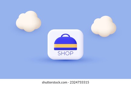 vector 3d cartoon Shop now purple simple modern icon trendy style symbols isolated on background.3d design cartoon style. 