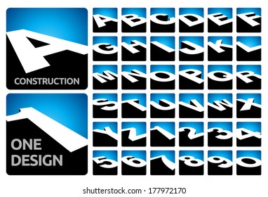 Conjunto de diseño de símbolos de carácter vectorial 3d. Todas las letras y números incluidos. 