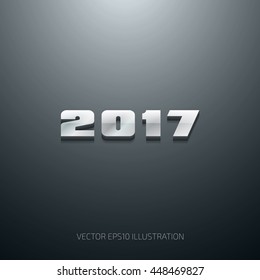 Vector 3d chrome stainless steel 2017 poster, calendar cover
