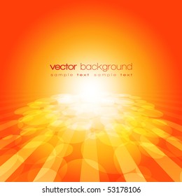 Vector 3D circle and perspective lines on the orange background with text