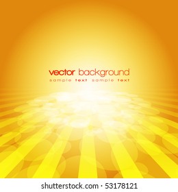 Vector 3D circle and perspective lines on the gold background with text