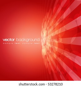 Vector 3D circle and perspective lines on the red background with text