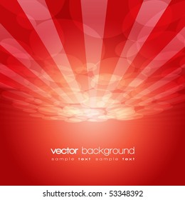 Vector 3D circle and perspective lines on the red background with text