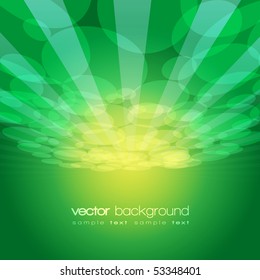 Vector 3D circle and perspective lines on the green background with text