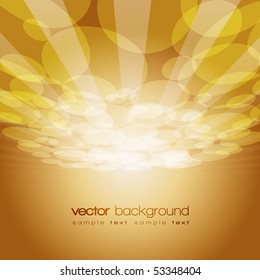 Vector 3D circle and perspective lines on the gold background with text