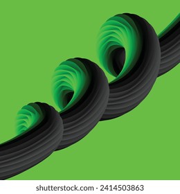  Vector 3d circle shape gradient wave green color blend tool abstract background.
