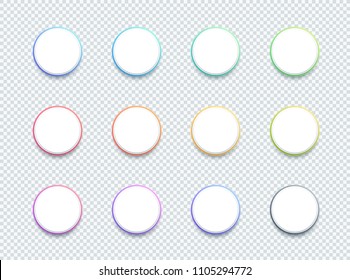 Vector 3d Circle White Text Box Banner Elements Set of 12