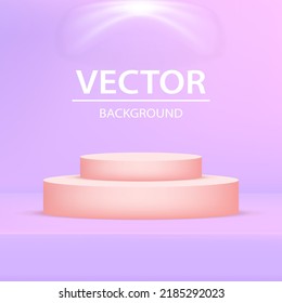 Vector 3D circular 2 stage with lights for purple color displaying products.