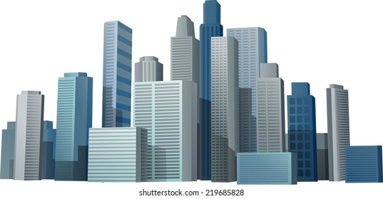 Vector 3d cityscape buildings background eps 10