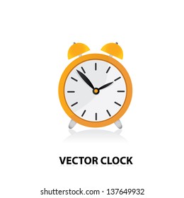 vector 3d clock Icon. orange alarm clock.