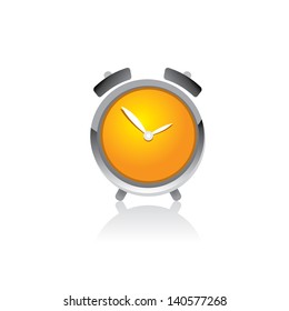 vector 3d clock Icon. orange glossy alarm clock.