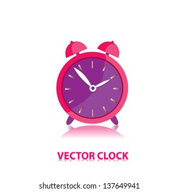 vector 3d clock Icon. pink alarm clock.