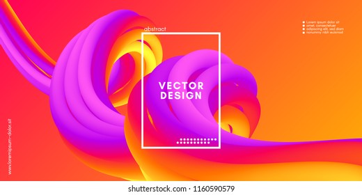 Vector 3d Color Fluid Shapes. Abstract Background with Vibrant Gradient. Modern Neon Wave Fluid Poster for Flyer, Banner, Brochure, Business Presentation. Bright Wavy Template with Fluid Liquid.