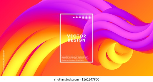 Vector 3d Color Fluid Shapes. Abstract Background with Vibrant Gradient. Modern Neon Wave Fluid Poster for Flyer, Banner, Brochure, Business Presentation. Bright Wavy Template with Fluid Liquid.