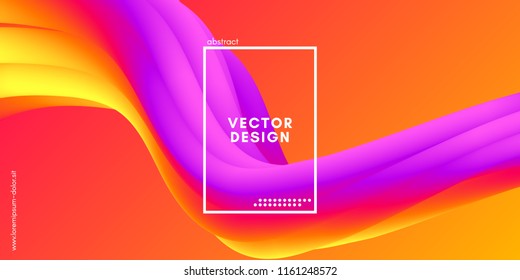 Vector 3d Color Fluid Shapes. Abstract Background with Vibrant Gradient. Modern Neon Wave Fluid Poster for Flyer, Banner, Brochure, Business Presentation. Bright Wavy Template with Fluid Liquid.