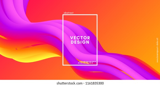 Vector 3d Color Fluid Shapes. Abstract Background with Vibrant Gradient. Modern Neon Wave Fluid Poster for Flyer, Banner, Brochure, Business Presentation. Bright Wavy Template with Fluid Liquid.