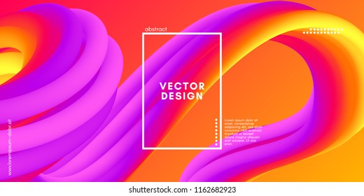 Vector 3d Color Fluid Shapes. Abstract Background with Vibrant Gradient. Modern Neon Wave Fluid Poster for Flyer, Banner, Brochure, Business Presentation. Bright Wavy Template with Fluid Liquid.