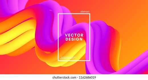 Vector 3d Color Fluid Shapes. Abstract Background with Vibrant Gradient. Modern Neon Wave Fluid Poster for Flyer, Banner, Brochure, Business Presentation. Bright Wavy Template with Fluid Liquid.