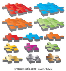 Vector 3D color puzzle pieces
