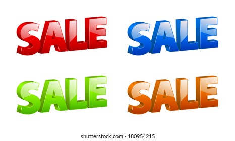 vector 3D color sale signs with nice sparkle and reflection