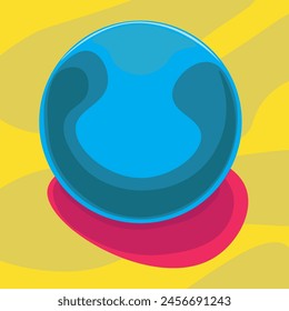 Vector 3D fondo colorido con esfera. Sombreado de objeto, efecto 3D. Una esfera con una sombra proyectada, un objeto geométrico