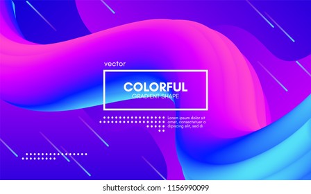 Vector 3d Colorful Fluid Shapes. Abstract Background with Vibrant Gradient. Modern Color Wave Fluid Poster for Flyer, Banner, Brochure, Business Presentation. Bright Wavy Template with Fluid Liquid.