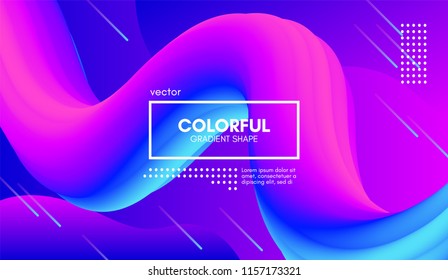 Vector 3d Colorful Fluid Shapes. Abstract Background with Vibrant Gradient. Modern Color Wave Fluid Poster for Flyer, Banner, Brochure, Business Presentation. Bright Wavy Template with Fluid Liquid.