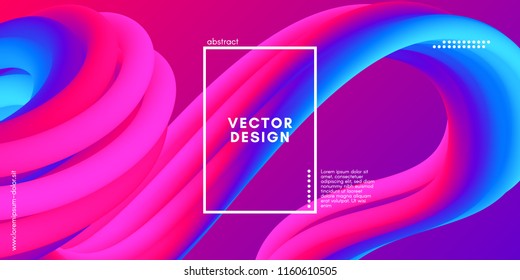 Vector 3d Colorful Fluid Shapes. Abstract Background with Vibrant Gradient. Modern Neon Wave Fluid Poster for Flyer, Banner, Brochure, Business Presentation. Bright Wavy Template with Fluid Liquid.