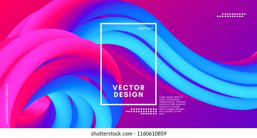 Vector 3d Colorful Fluid Shapes. Abstract Background with Vibrant Gradient. Modern Neon Wave Fluid Poster for Flyer, Banner, Brochure, Business Presentation. Bright Wavy Template with Fluid Liquid.