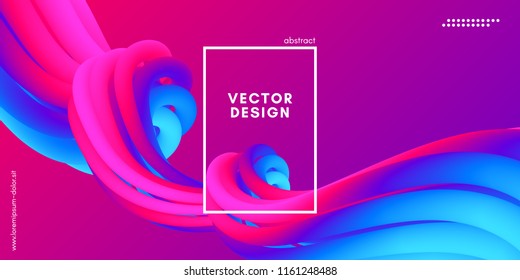 Vector 3d Colorful Fluid Shapes. Abstract Background with Vibrant Gradient. Modern Neon Wave Fluid Poster for Flyer, Banner, Brochure, Business Presentation. Bright Wavy Template with Fluid Liquid.