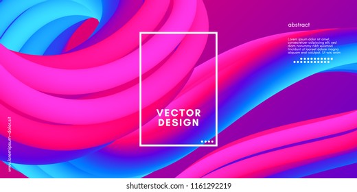 Vector 3d Colorful Fluid Shapes. Abstract Background with Vibrant Gradient. Modern Neon Wave Fluid Poster for Flyer, Banner, Brochure, Business Presentation. Bright Wavy Template with Fluid Liquid.
