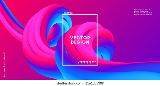 Vector 3d Colorful Fluid Shapes. Abstract Background with Vibrant Gradient. Modern Neon Wave Fluid Poster for Flyer, Banner, Brochure, Business Presentation. Bright Wavy Template with Fluid Liquid.