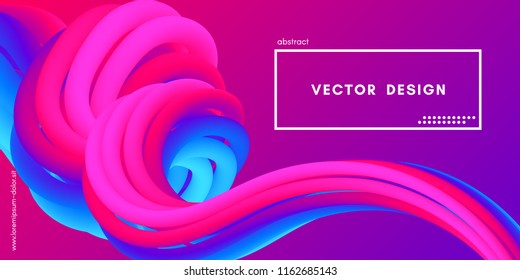 Vector 3d Colorful Fluid Shapes. Abstract Background with Vibrant Gradient. Modern Neon Wave Fluid Poster for Flyer, Banner, Brochure, Business Presentation. Bright Wavy Template with Fluid Liquid.