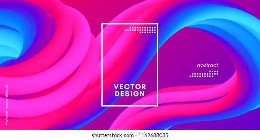 Vector 3d Colorful Fluid Shapes. Abstract Background with Vibrant Gradient. Modern Neon Wave Fluid Poster for Flyer, Banner, Brochure, Business Presentation. Bright Wavy Template with Fluid Liquid.