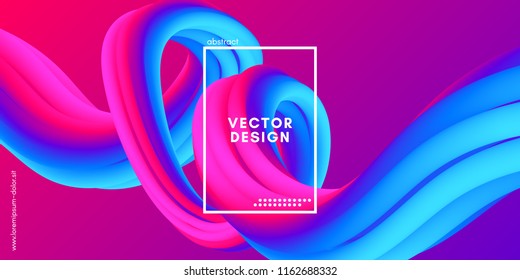 Vector 3d Colorful Fluid Shapes. Abstract Background with Vibrant Gradient. Modern Neon Wave Fluid Poster for Flyer, Banner, Brochure, Business Presentation. Bright Wavy Template with Fluid Liquid.